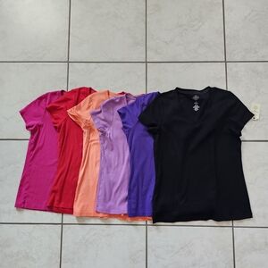 St. John's Bay Women's Short Sleeve V-Neck Essential Tees - Multi-Color Pack